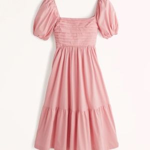 Abercrombie & Fitch XS Petite pink puff sleeve midi dress. New with tags